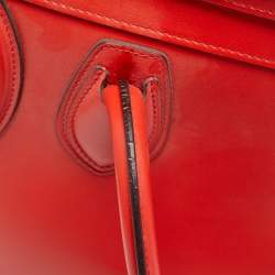 Pre Owned Celine Red Leather Micro Luggage Tote