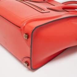 Pre Owned Celine Red Leather Micro Luggage Tote