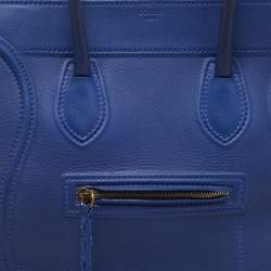 Pre Owned Celine Blue Leather Medium Phantom Luggage Tote