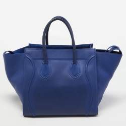 Pre Owned Celine Blue Leather Medium Phantom Luggage Tote