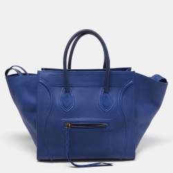 Pre Owned Celine Blue Leather Medium Phantom Luggage Tote
