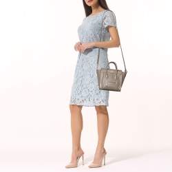 Pre Owned حقيبة يد توتس سيلين نانو لاغيدج جلد وجلد ثعبان بيج/أسود