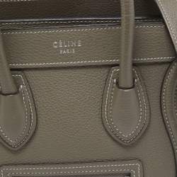 Pre Owned حقيبة يد توتس سيلين نانو لاغيدج جلد وجلد ثعبان بيج/أسود