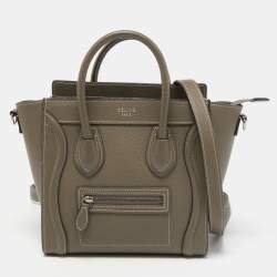 Pre Owned حقيبة يد توتس سيلين نانو لاغيدج جلد وجلد ثعبان بيج/أسود