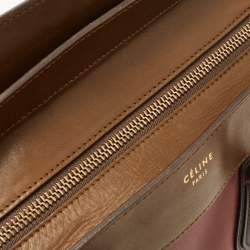 Pre Owned Celine Tri Color Leather Mini Luggage Tote