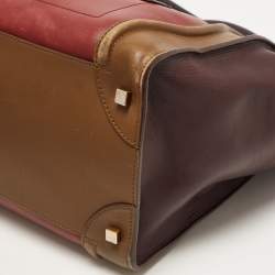 Pre Owned Celine Tri Color Leather Mini Luggage Tote
