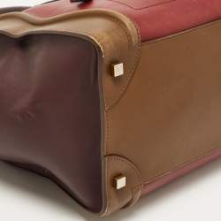 Pre Owned Celine Tri Color Leather Mini Luggage Tote