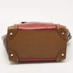 Pre Owned Celine Tri Color Leather Mini Luggage Tote