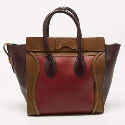 Pre Owned Celine Tri Color Leather Mini Luggage Tote