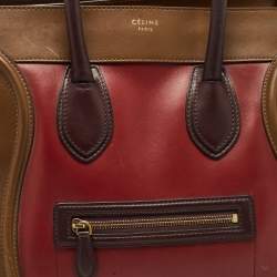 Pre Owned Celine Tri Color Leather Mini Luggage Tote