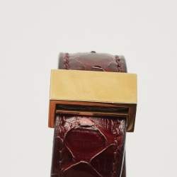 Pre Owned Celine Burgundy Python Medium Classic Box Shoulder Bag