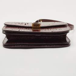 Pre Owned Celine Burgundy Python Medium Classic Box Shoulder Bag