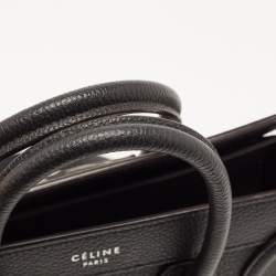 Pre Owned Celine Black Leather Nano Luggage Tote