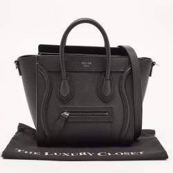 Pre Owned Celine Black Leather Nano Luggage Tote