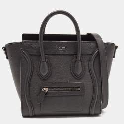 Pre Owned Celine Black Leather Nano Luggage Tote