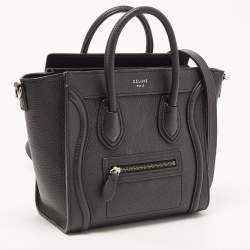 Pre Owned Celine Black Leather Nano Luggage Tote