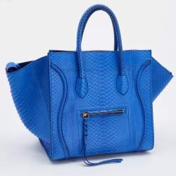 Pre Owned Celine Blue Python Medium Phantom Luggage Tote 
