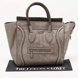 Pre Owned Celine Grey Python Mini Luggage Tote