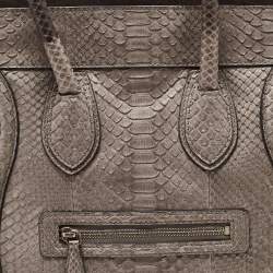 Pre Owned Celine Grey Python Mini Luggage Tote