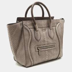 Pre Owned Celine Grey Python Mini Luggage Tote