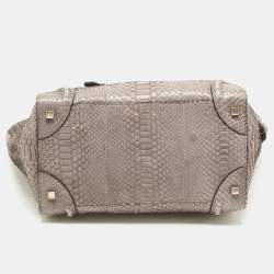Pre Owned Celine Grey Python Mini Luggage Tote