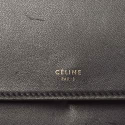 Celine Black Leather Logo Flap Continental Wallet