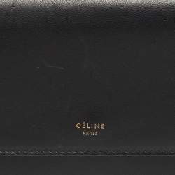 Celine Black Leather Logo Flap Continental Wallet