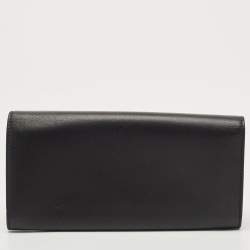 Celine Black Leather Logo Flap Continental Wallet