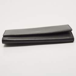 Celine Black Leather Logo Flap Continental Wallet