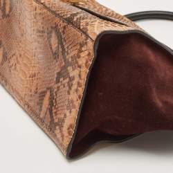 Pre Owned Celine Tri Color Python and Suede Medium Trapeze Top Handle Bag