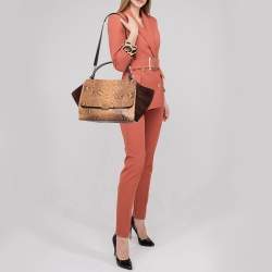Pre Owned Celine Tri Color Python and Suede Medium Trapeze Top Handle Bag