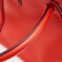 Pre Owned Celine Orange Leather Mini Luggage Tote