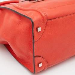 Pre Owned Celine Orange Leather Mini Luggage Tote