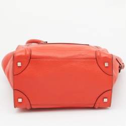 Pre Owned Celine Orange Leather Mini Luggage Tote