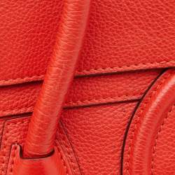 Pre Owned Celine Orange Leather Mini Luggage Tote
