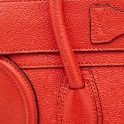 Pre Owned Celine Orange Leather Mini Luggage Tote