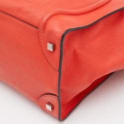 Pre Owned Celine Orange Leather Mini Luggage Tote