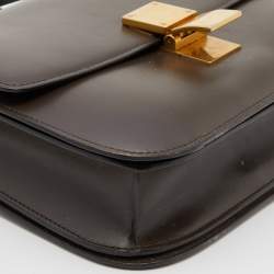 Pre Owned Celine Olive Green Leather Medium Classic Box Shoulder Bag