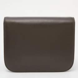 Pre Owned Celine Olive Green Leather Medium Classic Box Shoulder Bag