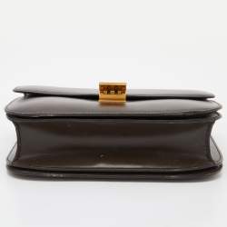 Pre Owned Celine Olive Green Leather Medium Classic Box Shoulder Bag