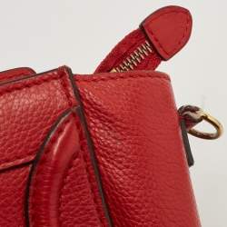 Pre Owned Celine Red Leather Nano Luggage Tote