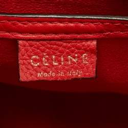 Pre Owned Celine Red Leather Nano Luggage Tote