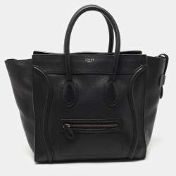 Pre Owned Celine Black Leather Mini Luggage Tote