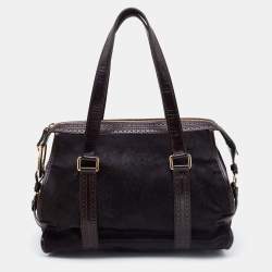 Pre Owned Celine Brown Calfhair and Leather Vintage Satchel
