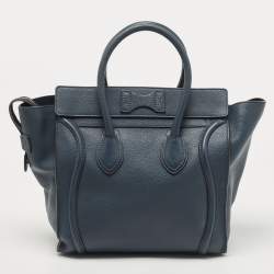 مملوكة مسبقًا Celine Navy Blue Leather Mini Luggage Tote
