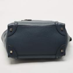 مملوكة مسبقًا Celine Navy Blue Leather Mini Luggage Tote