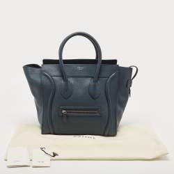مملوكة مسبقًا Celine Navy Blue Leather Mini Luggage Tote