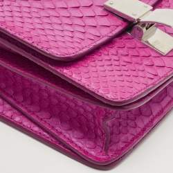 Celine Purple Python Leather Small Classic Box Flap Bag