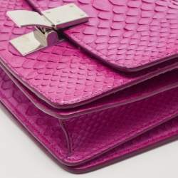 Celine Purple Python Leather Small Classic Box Flap Bag