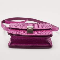 Celine Purple Python Leather Small Classic Box Flap Bag